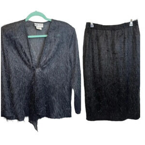 VINTAGE. S.L. Fashion faux fur skirt and jacket set.